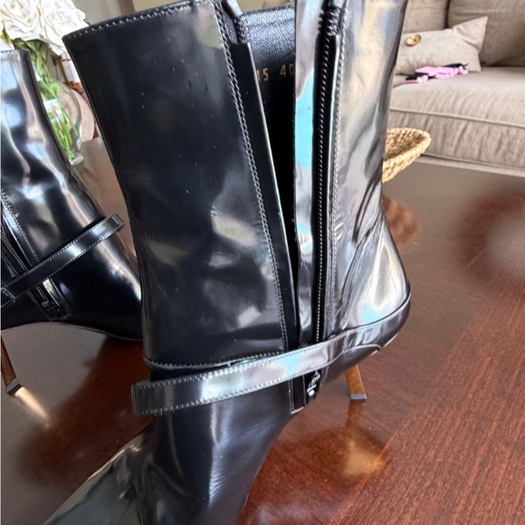 Saint Laurent Black Patent  Lee Pointed Toe Ankle Boots Accents NWT - Picture 10 of 16